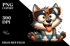 Silly Wolf with Oversized Sunglasses PNG Product Image 2
