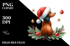 Cute Dachshund with Christmas Decorations, Transparent PNG Product Image 2