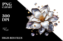 Abstract Gardenia with Golden Insertions, Transparent PNG Product Image 2