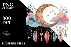 Simple Boho Moon Hearts PNG Product Image 2
