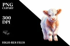 Baby Highland Cow with Dutch Windmill PNG Product Image 3