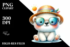 cute Baby Polar Bear Watercolor Clipart Product Image 1