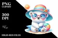 cute Baby Polar Bear Watercolor Clipart Product Image 3