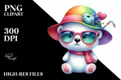 cute Baby Polar Bear Watercolor Clipart Product Image 1