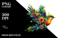 Vibrant Watercolor Bird with 3D Flowers, 20 oz Tumbler Product Image 2