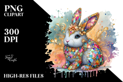 Colorful Bunny Made of Diamonds PNG Product Image 2