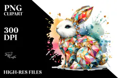 Colorful Bunny Made of Diamonds PNG Product Image 2
