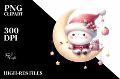 Cow on Moon with Snowflakes, High-Res PNG Product Image 3