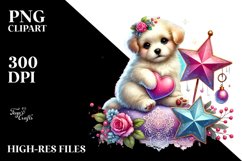 Adorned Puppy with Heart, PNG Product Image 2