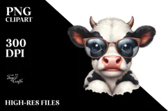 Funny Cow with Sunglasses PNG Product Image 2