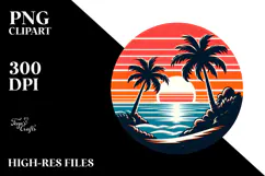 Retro Tropical Island Sunset Clipart Tshirt, 20 oz Tumbler Product Image 2
