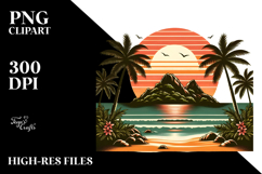 Retro Tropical Island Sunset PNG Product Image 2
