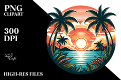 Retro Tropical Island Sunset, 20 oz Tumbler PNG Product Image 2