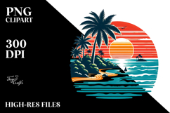 Retro Tropical Island Sunset, 20 oz Tumbler PNG Product Image 2