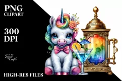 Baby Unicorn with Speakeasy Background PNG Product Image 3