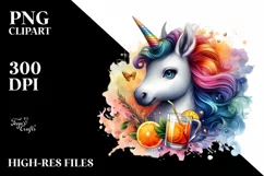 Baby Unicorn with Speakeasy Background PNG Product Image 1