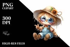 Cute Watercolor Small Baby Scarecrow | Clipart Product Image 1