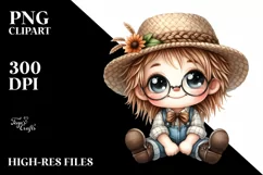 Cute Watercolor Small Baby Scarecrow | Clipart Product Image 1