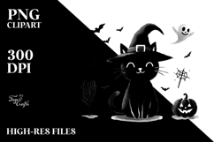 Funny Halloween Black Cat PNG Product Image 2
