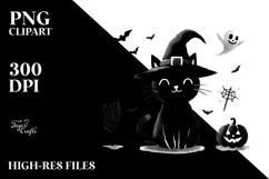 Funny Halloween Black Cat PNG Product Image 2