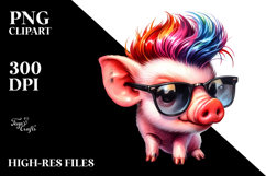Vibrant Baby Pig with Cool Haircut PNG Product Image 2