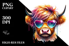 Highland Calf with Sunglasses, PNG Product Image 2