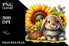 Baby Bunny Sunflower Clipart Product Image 1