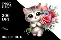 Kitten Flower Bouquet | Sublimation Clipart Product Image 2
