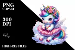 Baby Unicorn Wearing Tutu PNG Product Image 3