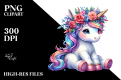 Cute Baby Unicorn Drawing, Vibrant PNG Product Image 2