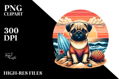 Pug Sunset Beach | Sublimation Clipart Product Image 2