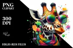 Colorful Quirky Giraffe Sunglasses Clipart Product Image 1