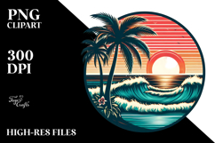 Retro Tropical Beach Sunset 20 oz Tumbler PNG Product Image 2