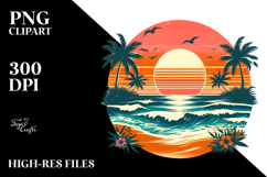 Retro Tropical Beach Sunset 20 oz Tumbler PNG Product Image 2