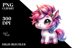 Vibrant Baby Unicorn Portrait, PNG Product Image 2