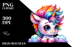 Vibrant Baby Unicorn Portrait, PNG Product Image 2