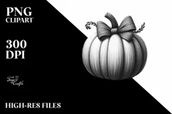 Pumpkin with Textured Bow, Pumpkin Season PNG Product Image 3
