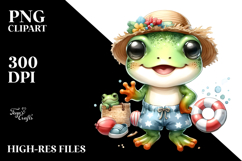 Cute Baby Frog in Summer Clothes PNG Product Image 2