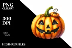 Funny Watercolor Halloween Pumpkin Clipart Product Image 1