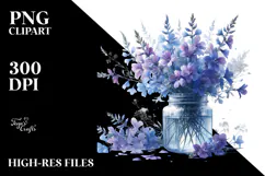 Watercolor Lobelia Jar | Sublimation Clipart Product Image 2