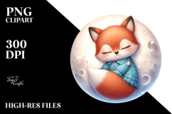 Cute Fox Sleeping on the Moon | Clipart Product Image 2