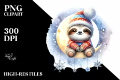 Winter Baby Sloth, High-Res PNG Product Image 1