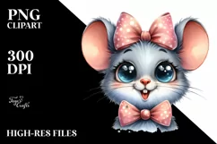 Funny Watercolor Baby Mouse Portrait Clipart Product Image 3