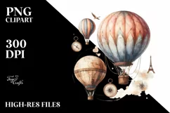 Hot Air Balloon Vintage | Clipart Product Image 1