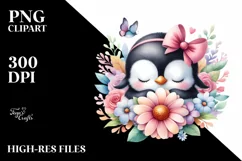 Colorful Baby Penguin | Sleeping Flower Clipart Product Image 3
