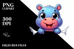 Colorful Crazy Baby Hippo Cartoon Clipart Product Image 3