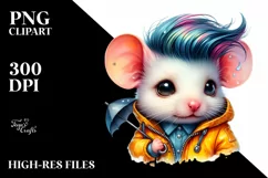 Vibrant Baby Mouse with Cool Haircut PNG Product Image 3