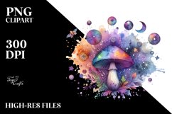 Colorful Watercolor Magical Mushroom | Summer Clipart Product Image 1