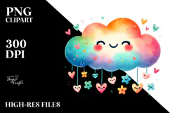 Colorful Heart Cloud PNG Product Image 2