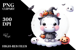 Cute Halloween Hippo PNG Product Image 2